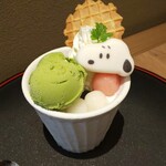 SNOOPY茶屋 - スヌーピー抹茶あんみつパフェ※小豆なし