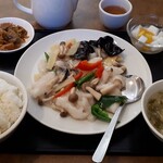 豫園飯店 - 銀だらの滑らか炒め+大盛り食事セット