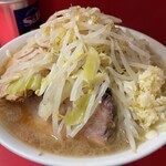 ラーメン二郎 - 【再訪】ラーメン(麺硬め,ニンニク,カラメ)