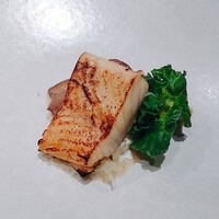 炭火割烹 白坂 - ⚫鰆炭火焼き　プチベール  アワビ茸  文旦ソース