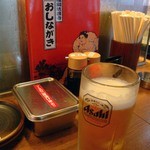 Nihon Ichi No Kushi Katsu Yokoduna - ソースは最初からふたかぶってる。生中は360円也。