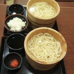 丸亀製麺 - 釜揚げうどん(得)×２とごはん、明太子(2021.01.30)