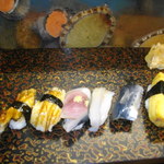 直丹新開地店 - にぎり（焼穴子・煮穴子・サバ・アジ・イワシ・タマゴ）