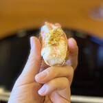 瞬 - 毛蟹(鳥取県産、1.2kg)の脚剥き身、蟹味噌載せ