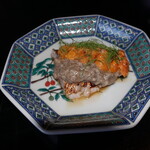 開化亭 - ノドグロの炙り、雲丹とピータンソース