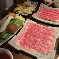 飛騨牛一頭家 馬喰一代 銀座 - ＊ 飛騨牛しゃぶしゃぶランチ　100g　1,800円　×2