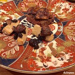 千陽 - 倉石牛ﾋﾚ肉の炭火焼､鮟鱇の肝ﾛｰｽﾄ､海老芋素揚げ､和栗の田楽仕立 