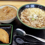 ゆで太郎 - 朝ごはんメニュー「ミニカレーとお蕎麦のセット」￥380！＋白身フライ￥150