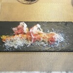 La Brianza - フランスロワール地方ホワイトアスパラガスフリットマジアクリチーズスペイン産イベリコベジョータ。ホワイトアスパラガスに春の訪れ感じます、前回はフレッシュでしゃきしゃきと、今回のフリットもとても美味でした