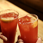 餃子とスパークリング バブルス - トマトチューハイで乾杯♪