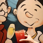 餃子とスパークリング バブルス - サザエさんと乾杯♪