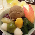 茶寮都路里 - 黒蜜＆ほうじ茶アイスをチョイス