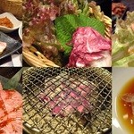 炭火焼肉・韓国料理 KollaBo - 肉に合せたのは赤ワインです！サムギョプサルは野菜の入ったポン酢につけていただきます