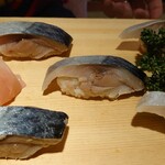 大船鮨 - さば寿司、五貫。