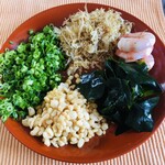 松永製麺 - 冷蔵庫の中のものを総動員して具材を用意しました