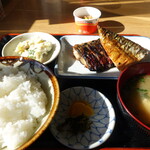 はまや - 自家製サバ定食、納豆