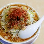 味噌らーめんの店 しなり丸 - ねぎラーメン、辛味噌トッピング(赤・大盛)(胡椒、擦りゴマ、一味唐辛子いっぱい)