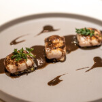 レストラン オオツ - 2021.2 山口産天然トラフグ白子 濃厚トリュフソース ポロネギ