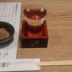 蕎麦雪屋 - 男山 特別純米 北の稲穂(600円)と自家製いか塩辛(500円)