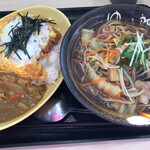 Yudetarou - 肉野菜そば　500円  カレーかつ丼　540円