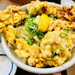 讃松庵 - とり天ぶっかけうどん(冷)＋大盛り