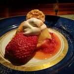 蒼 - 岡山ジャージーミルクプリン　静岡紅ほっぺ。大好きな生クリームはダブルにしていただきました。今後とも宜しくお願いいたしますm(__)m