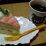 Furando ru - コーヒーと共に、桃のショートケーキ
