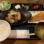 Ukibukuro - ブリカマ煮定食　＋アジフライ