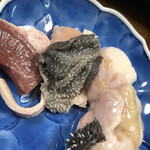 河の家 - ミックスホルモン。チレにセンマイ、シビレ、ハツモト