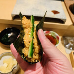 鮨 由う - ・プリン巻き（あん肝リゾット）