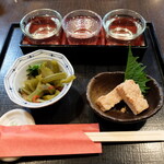 禅味 寿 - “日本酒3種&小鉢2品”