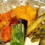 山沙商店すし芳 - 稚鮎・もろこし・とまとの天ぷら♪