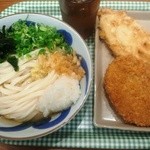 竹清 - うどん２玉冷やかけで＋天ぷら２つで計540円