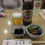 Isouo Ise Ebi Ryourifurusato - 瓶ビール(550円)とお通し