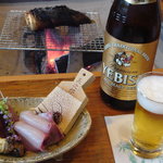 古高山荘　峴山亭 - カツオとカンパチのさしみ