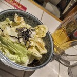 手羽先番長　 - 地味にこのお通しの塩ダレキャベツが妙に旨いんです。
塩ダレ、塩昆布とキャベツを合わせただけなんですがね。