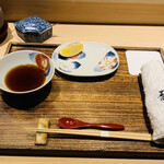 日本橋 蕎ノ字 - ☆天ぷらは、大根おろしと天つゆか、または西伊豆産の塩と静岡産のすだちをつけて頂く。