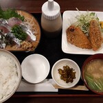Kimme Ya - アジ刺身とアジフライ定食