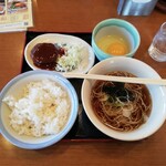 山田うどん - 玉子かけごはん朝食280円 クーポンミニハンバーグ