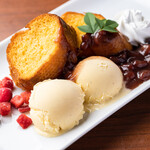 French cuisine with vanilla ice cream and red beans