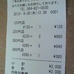 回転寿司 すし丸 - レシート