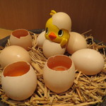 神保町 傳 - ホワイトアスパラの寄せ豆腐  卵黄を掻き混ぜて2