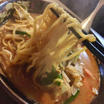 がんちゃん - 中太ちぢれ麺は力強いスープと相性が良い