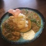MOTHER'S COCOA - あいがけカレー(2種海老天)&(キーマ) 1100円