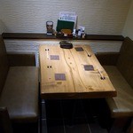 焼鳥・元気 - 店内の雰囲気です。
      ちょうどカウンター席の後ろにあるテーブル席です。
