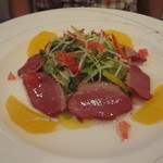 カジュアルフレンチ アミューズ - 2012/8　祝席　鴨の燻製のサラダ☆魚アレルギーのために別メニューを用意してくれました