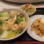 中国料理 廣豊楼 - 海老そばと半チャーハンのハーフ＆ハーフ