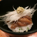 日本料理 たかむら - 塩辛ご飯に出汁を掛けて