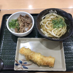 はなまるうどん - 牛肉ごはん　かけうどん　いか天