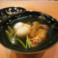 日本料理 たかむら - 鱧と車海老の真薯、松茸、蓴菜のお椀　(2012/08/Ⅱ)